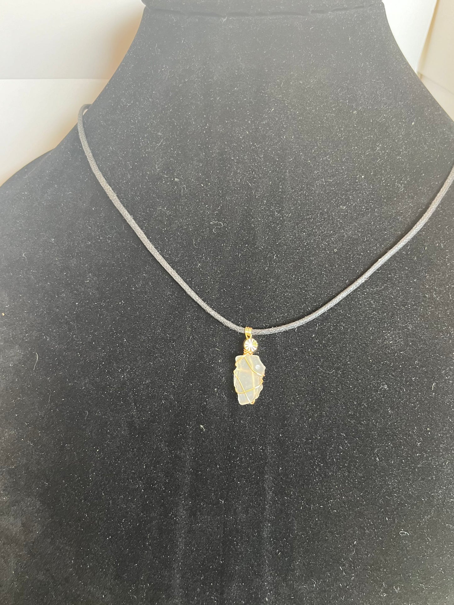 Women’s Necklace on Adjustable Cord, Chicago Inspired Beach Glass, Lake Michigan