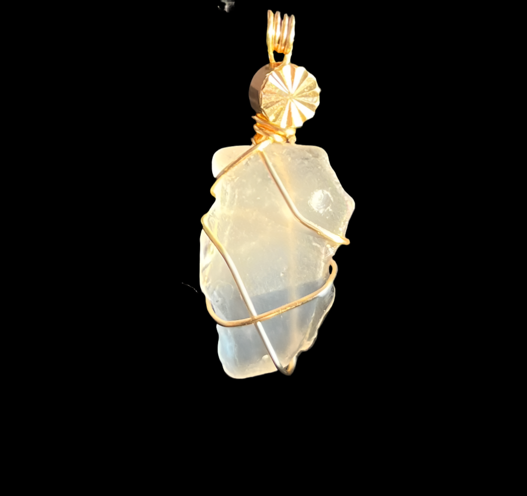 Women’s Necklace on Adjustable Cord, Chicago Inspired Beach Glass, Lake Michigan
