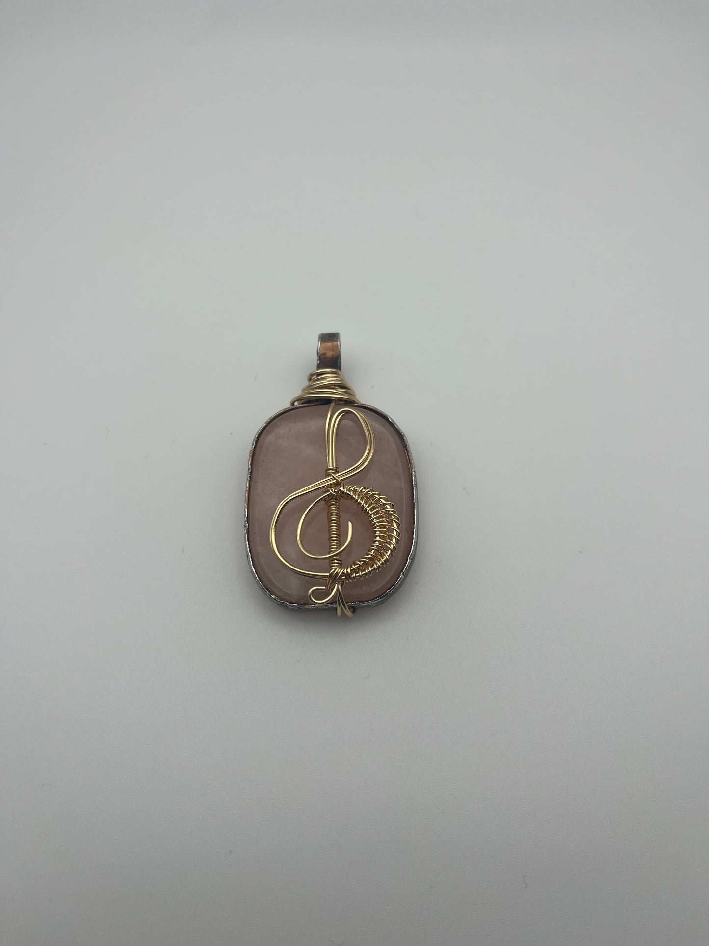 Music Note, Pink Quartz Pendant