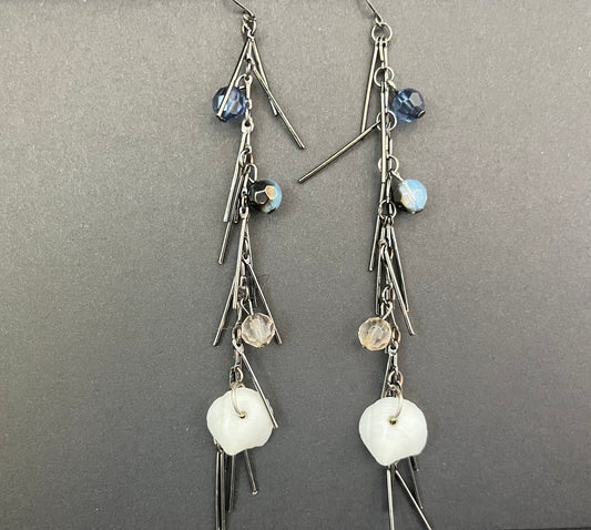 Dangle Earrings made from beads and Sea Shells from Nassau