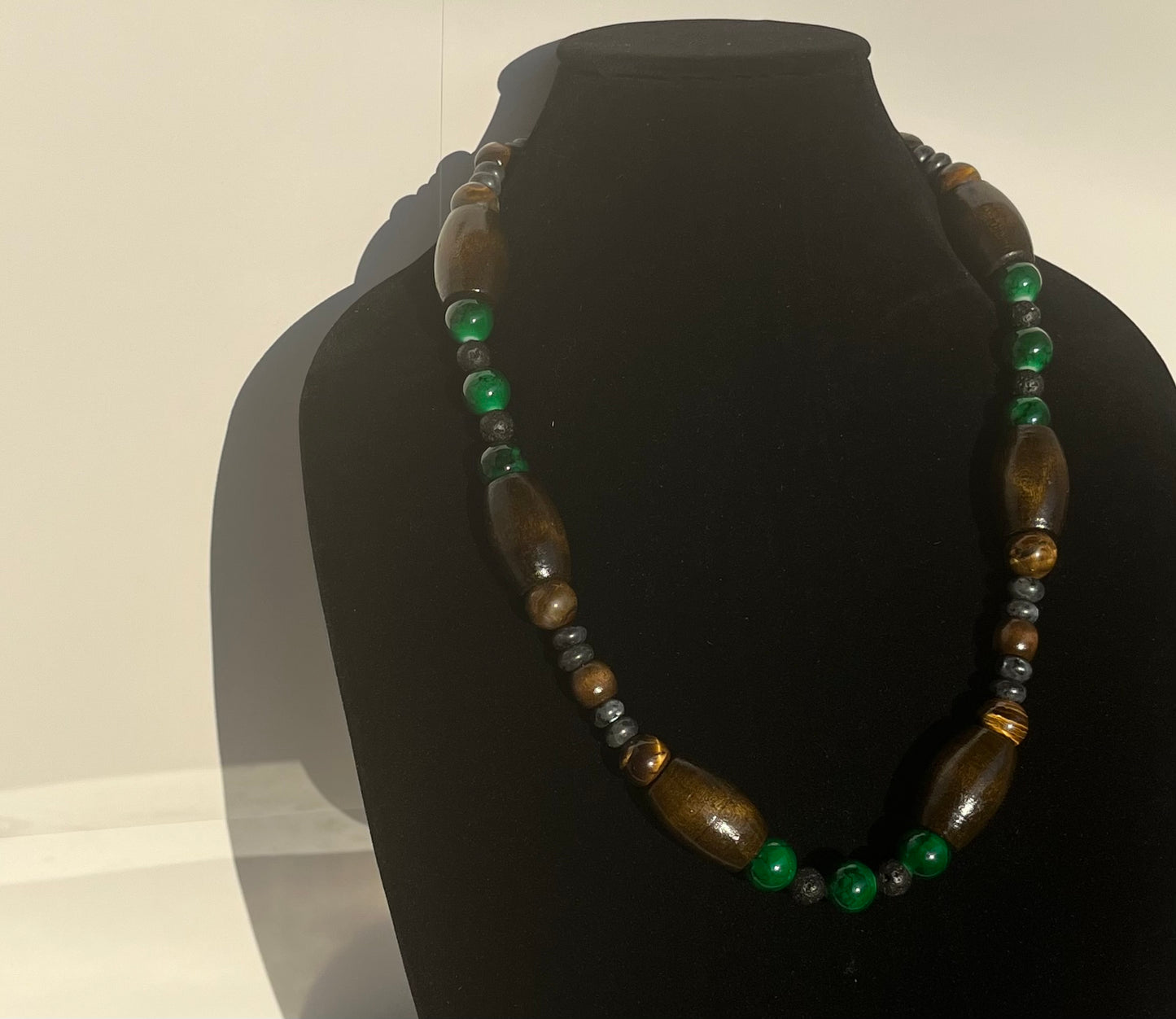 Tigers Eye, Wood, Green Glass