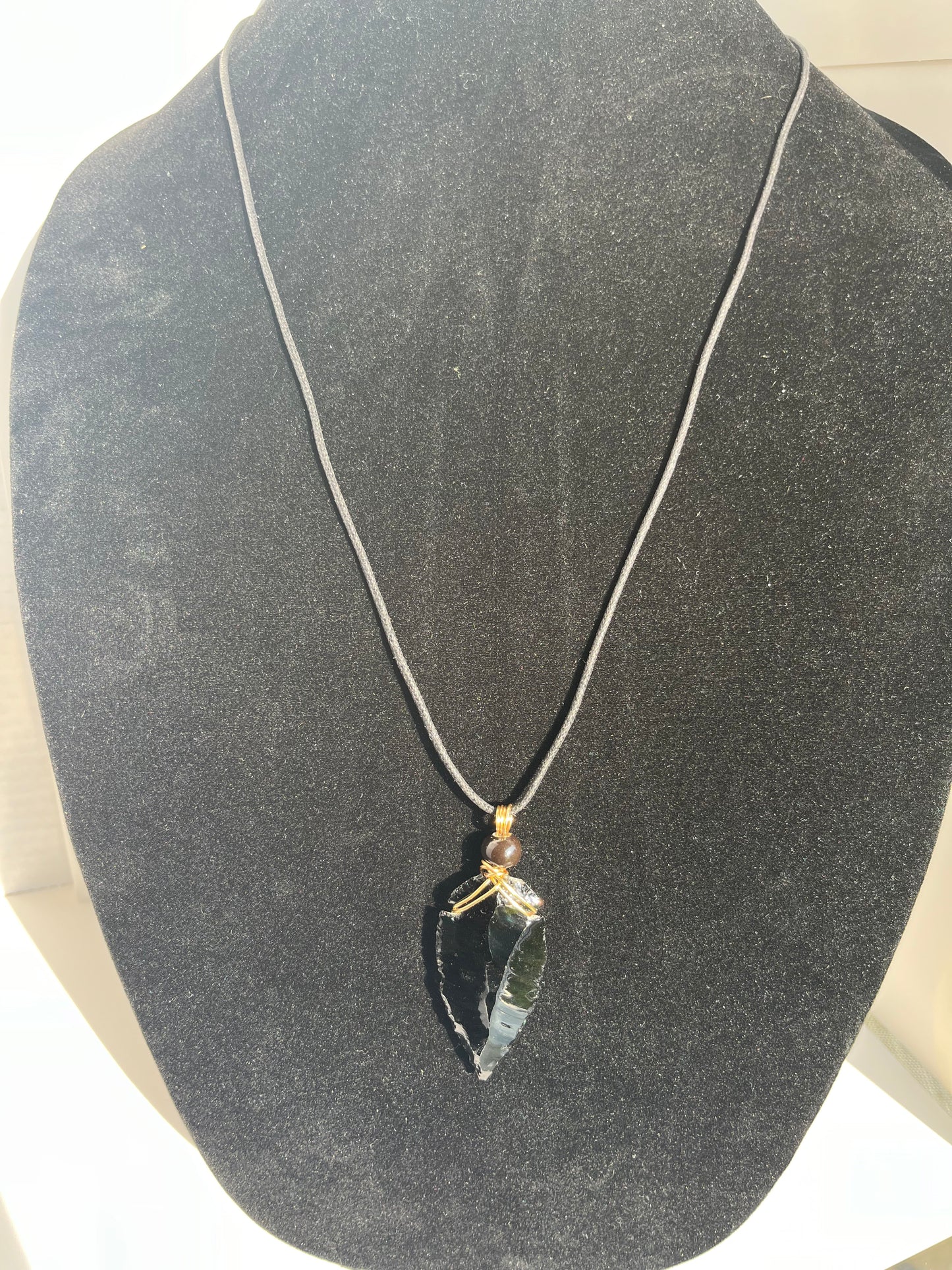 Obsidian Arrowhead Adjustable Cord Necklace